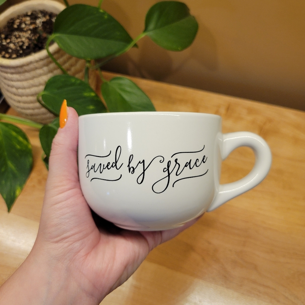 Elegant "Saved By Grace" Ceramic Mug